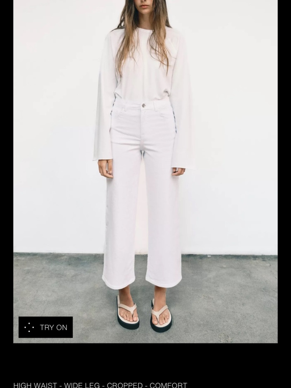 Zara White High-Rise Wide Leg Jeans